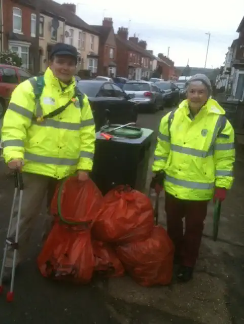 Marion Turner-Hawes clearing rubbish in Wellingborough